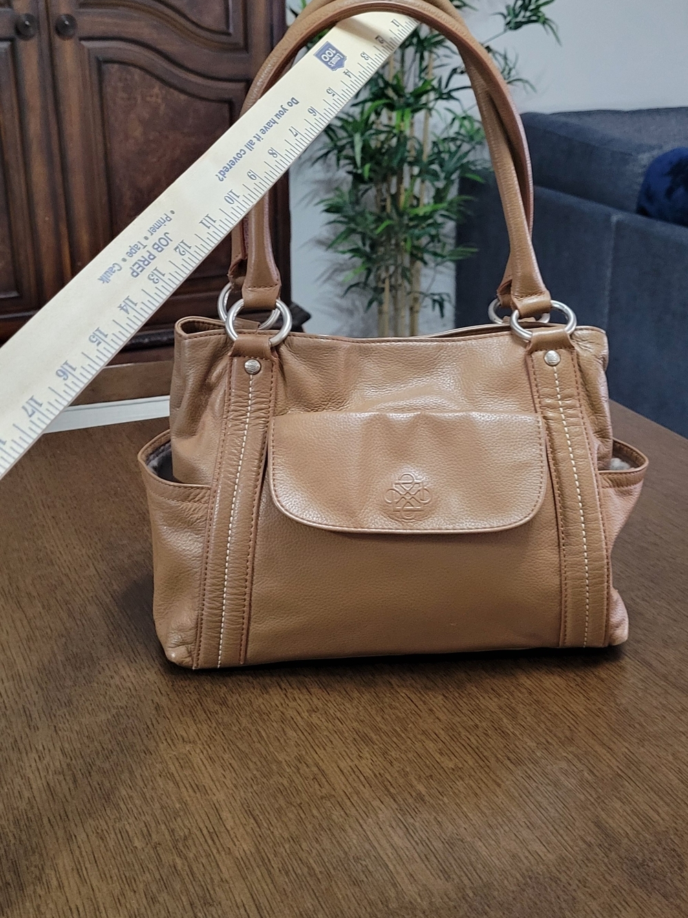 Pebbled Leather Shoulder Bag in Tan